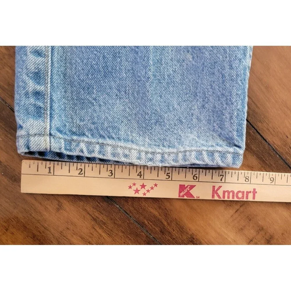 Vintage Levis 549 36x32 Leather Tab Jeans 80s 90s Stone Wash Frayed Faded Thick